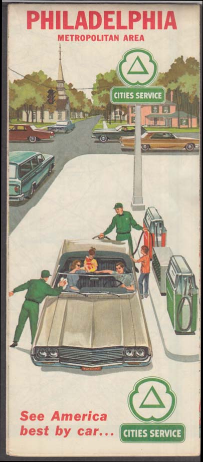 Cities Service Gasoline Philadelphia & Metropolitan Area Road Map 1964
