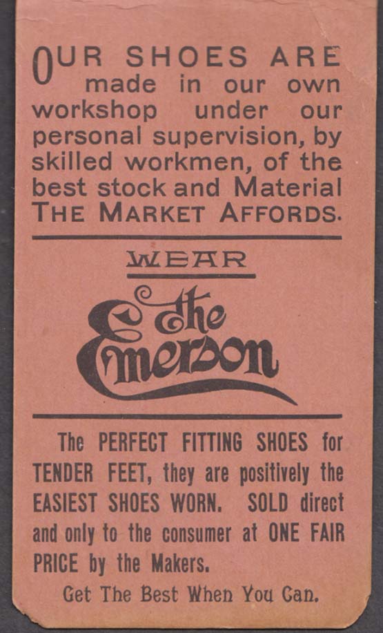 Emerson Shoe Store pocket menorandum booklet Lynn MA Brockton ca 1900