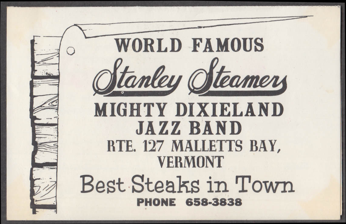 T-Bone's Restaurant Stanley Steamers Dixieland Band Malletts Bay VT ...