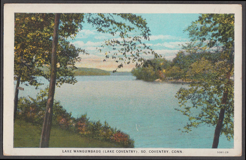Lake Wangumbaug aka Lake Coventry South Coventry CT postcard ca 1920s