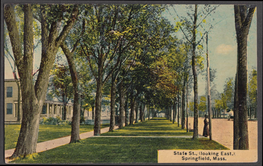 View up State Street looking to the East in Springfield MA postcard 1911