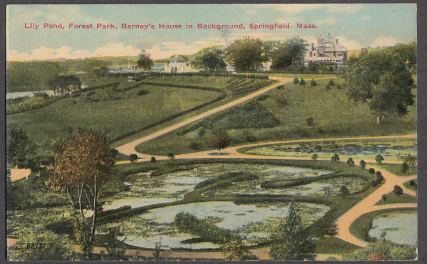 Lily Pond & Barney's House Forest Park Springfield MA postcard 1912