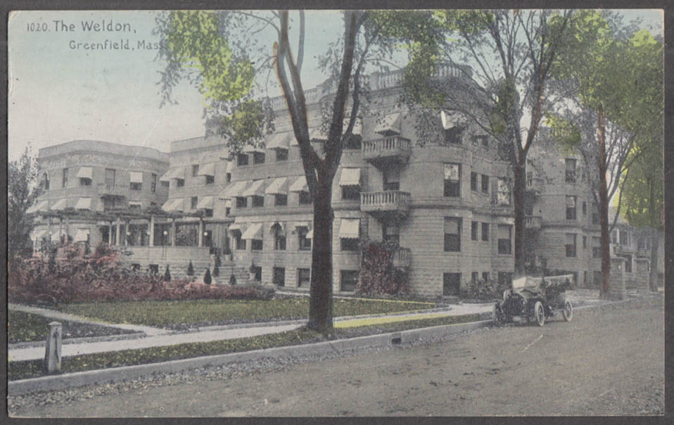 The Weldon Hotel at Greenfield MA postcard 1910