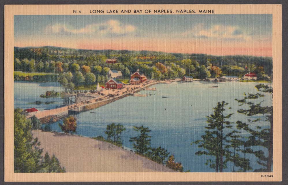 Long Lake & Bay of Naples at Naples ME postcard 1940s