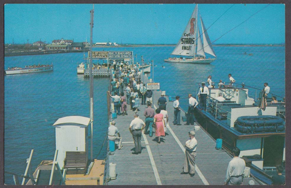 Captain Starn's sailboat Inlet Pier Atlantic City NJ postcard 1950s