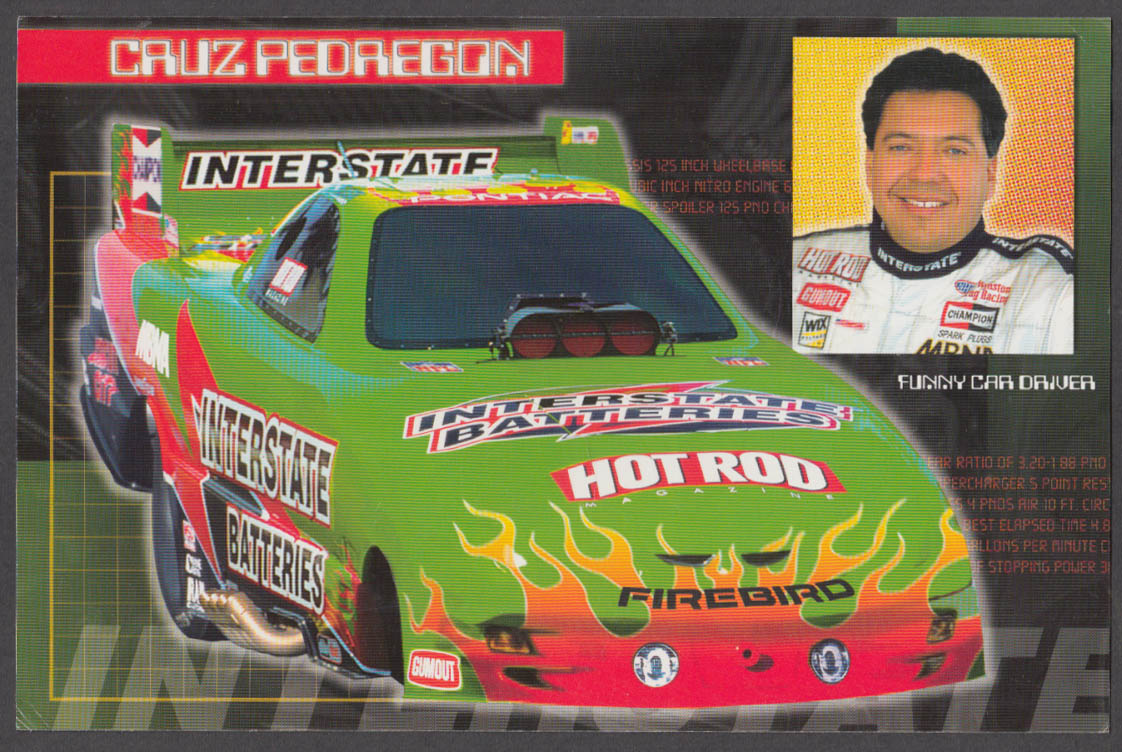 Interstate Batteries Pontiac Firebird Cruz Pedregon Funny Car card 1999