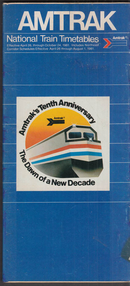 Amtrak National Timetables including Northeast Corridor 4/26-10/24 1981