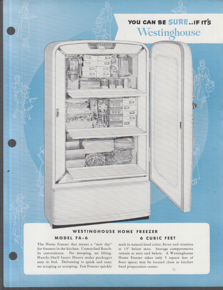 Westinghouse Home Freezer Model FA-6 sell sheet 1950s