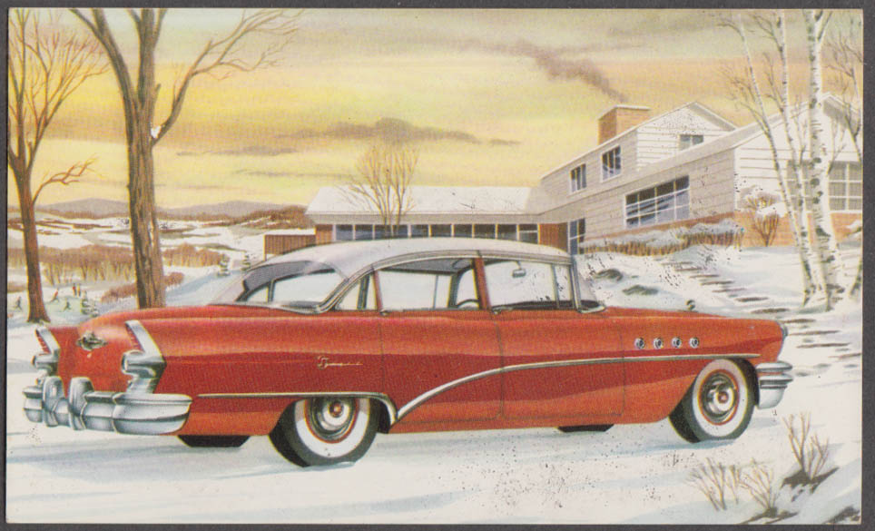 1955 Buick 52 Super Riviera Sedan dealer postcard