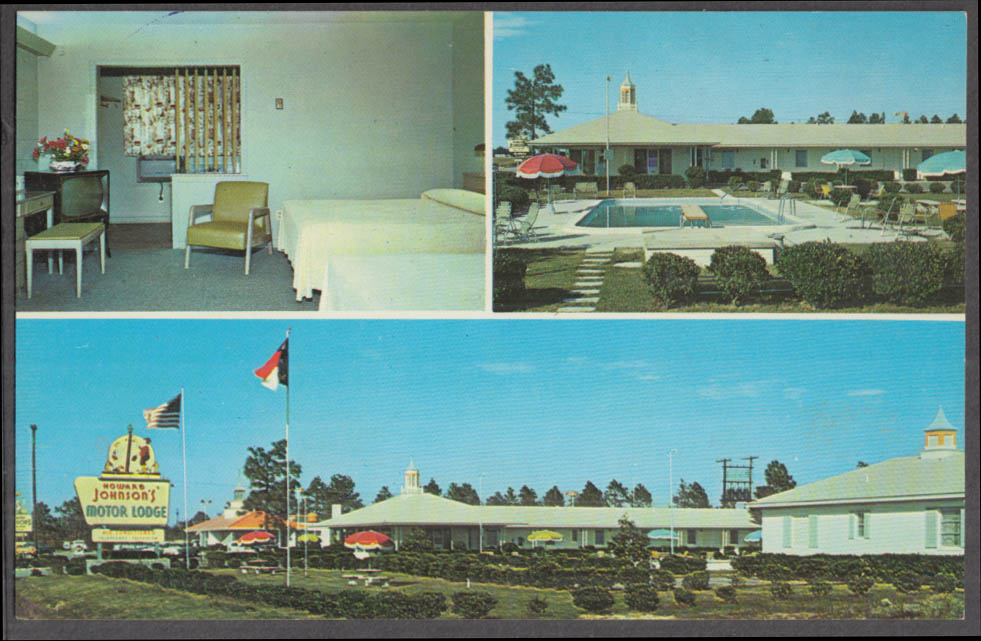 Howard Johnson's Motor Lodge Fayetteville NC 3-view postcard 1950s