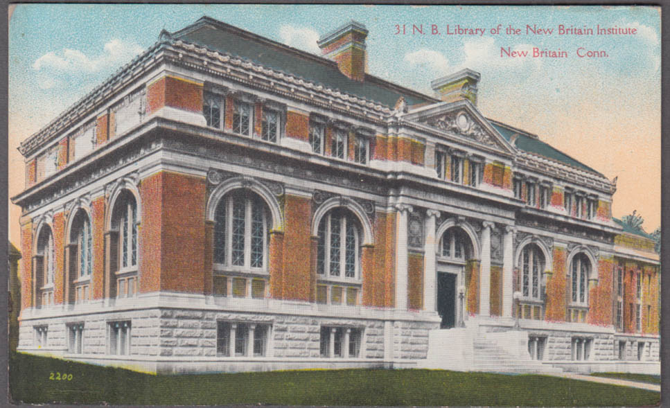 Library of the New Britain Institute New Britain CT postcard ca 1910