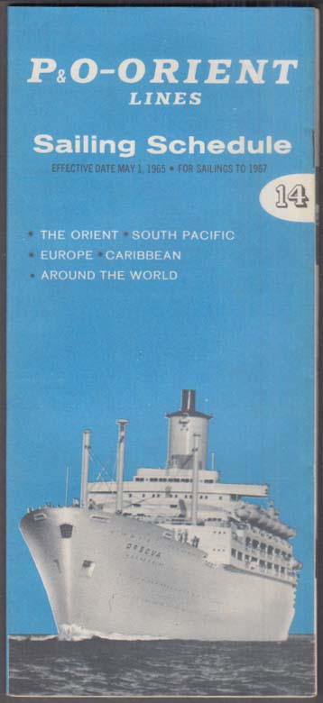 P&O-Orient Lines Sailing Schedule 1965-1967 w/ route map