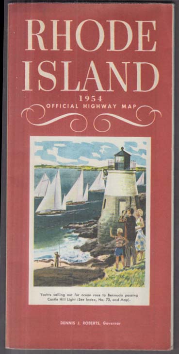 State of Rhode Island Official Highway Road Map for 1954