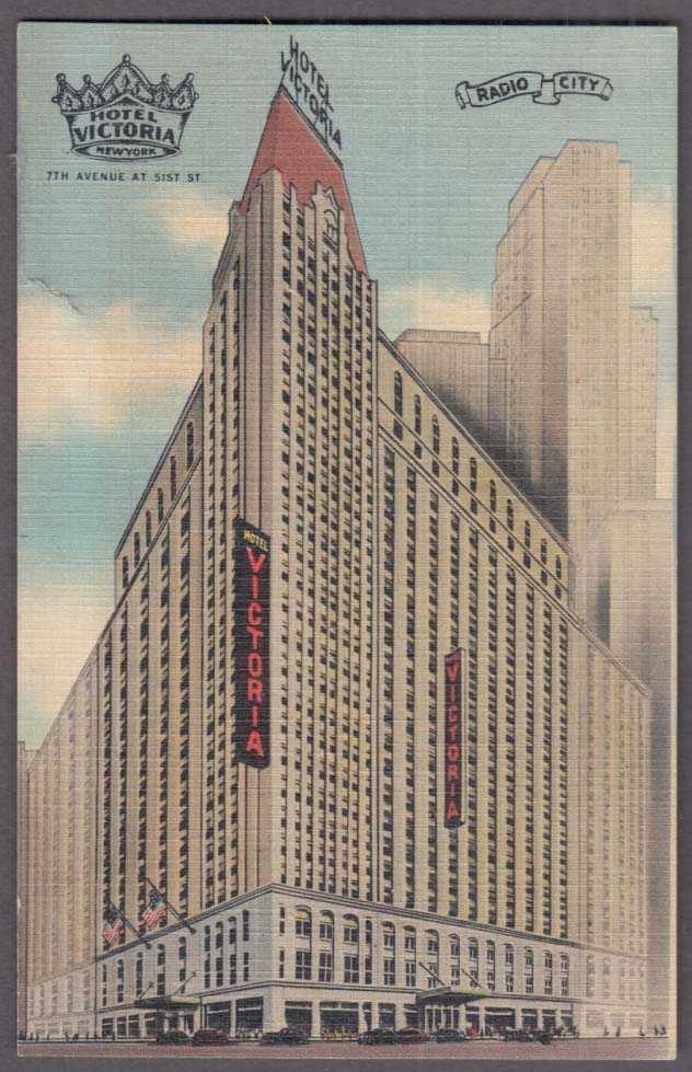 Hotel Victoria 7th Avenue & 51st St New York City postcard 1930s