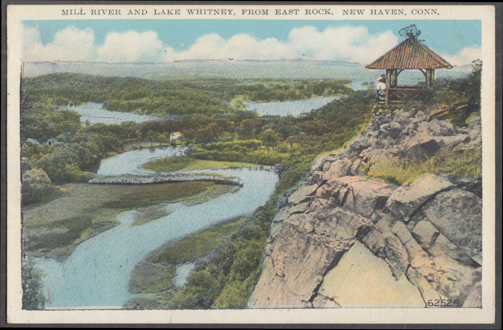 Mill River & Lake Whitney from East Rock New Haven CT postcard 1931