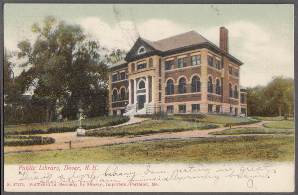 The Public Library at Dover NH undivided back postcard 1906