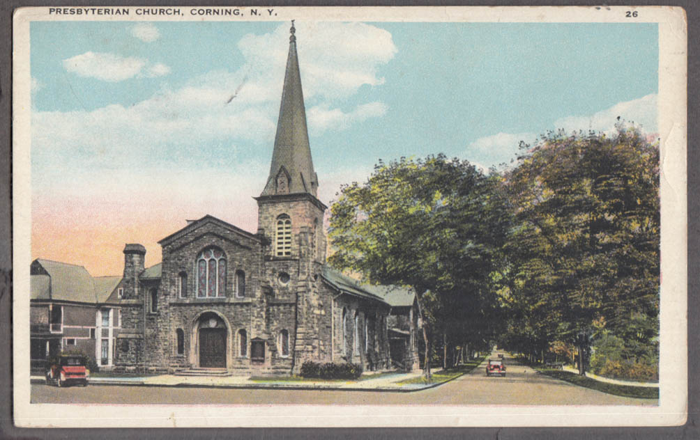 The Presbyterian Church at Corning NY postcard ca 1915