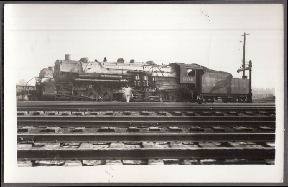 Western Maryland RR 2-8-8-2 #906 steam locomotive RPPC postcard ...