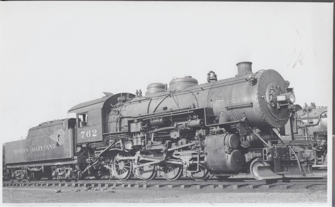 Western Maryland RR 2-8-0 #762 steam locomotive in yard photo