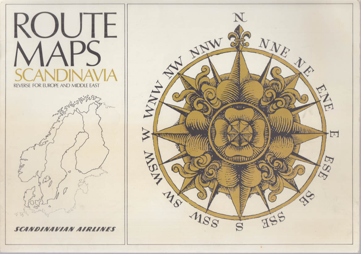 Scandinavian Airlines Route Maps Scandinavia / Europe Middle East 1960s