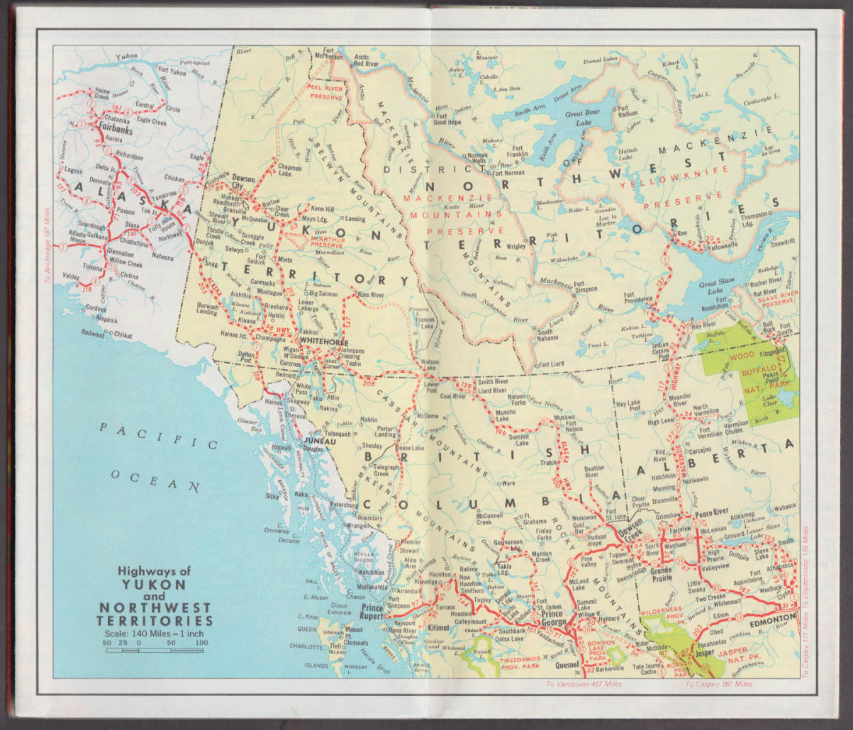 Canadian Government Highway Road Mao of Canada & Northern USA 1965