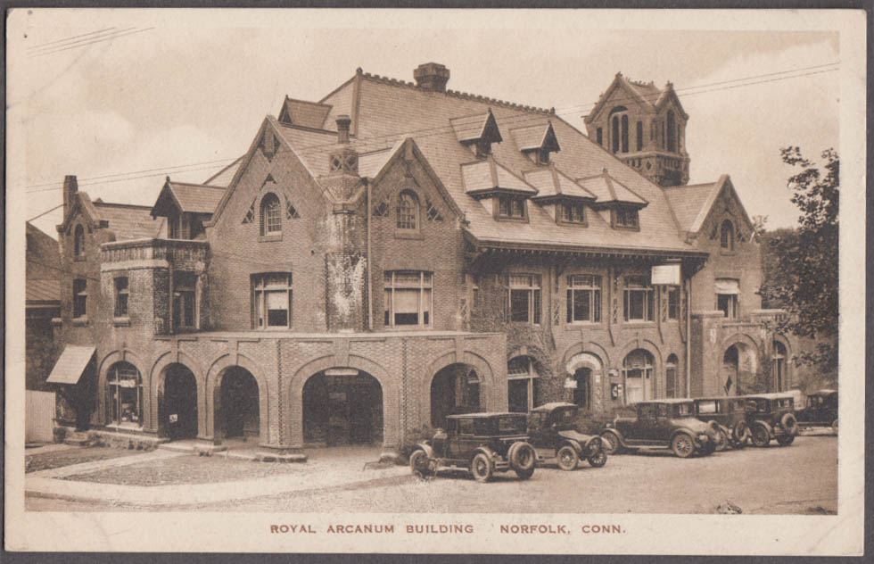 The Royal Arcanum Building at Norfolk CT postcard 1920s