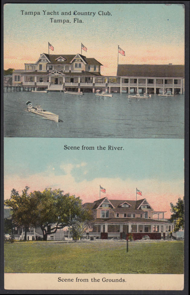 Tampa Yacht & Country Club Tampa FL 2-view postcard 1912