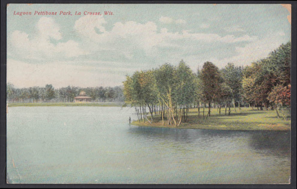 Lagoon in Pettibone Park in La Crosse WI postcard c 1910