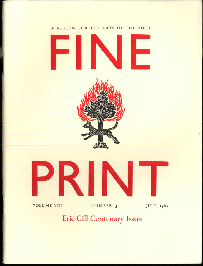 FINE PRINT 7 1982: Eric Gill Centenary Issue: his art & typography &c