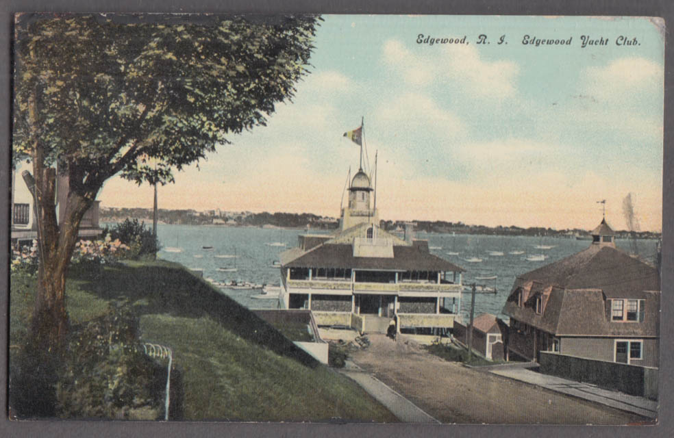 Edgewood Yacht Club in Edgewood RI postcard ca 1910