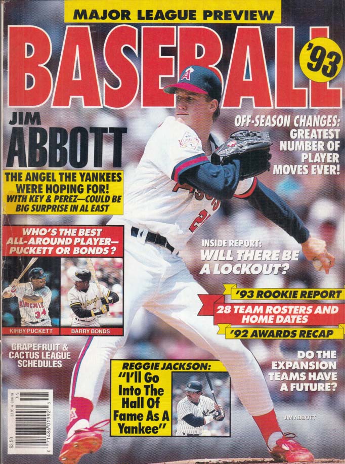 BASEBALL '93 Major League Preview 1993 Reggie Abbott Puckett Bonds &c