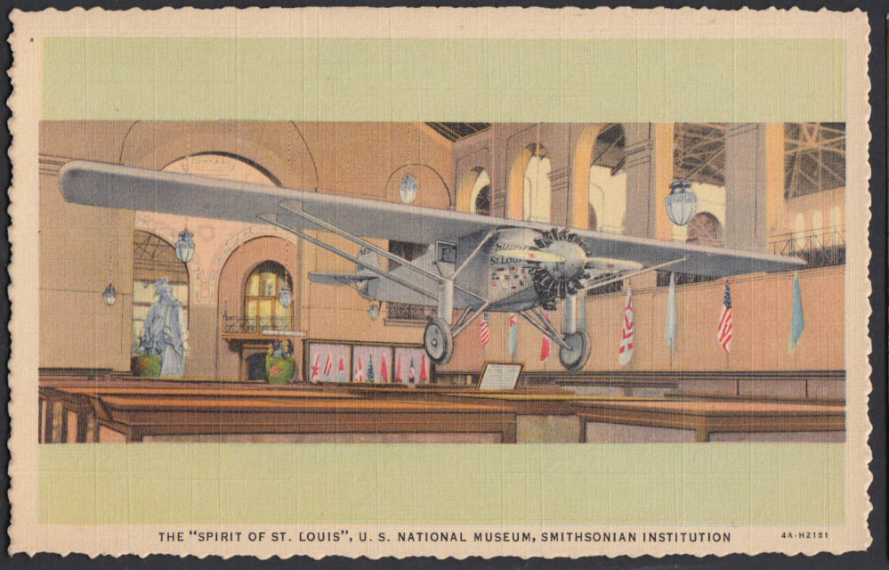 Lindbergh's Spirit of St Louis Smithsonian Institution Exhibit postcard ...