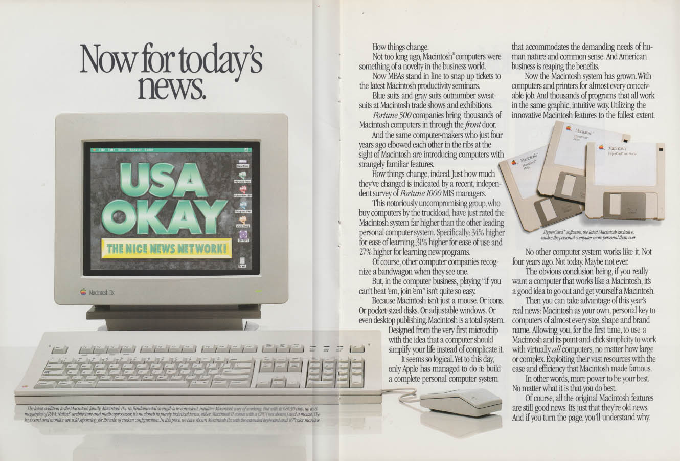 Macintosh IIx Apple Computer ad insert 1988 w/ other brand compatability