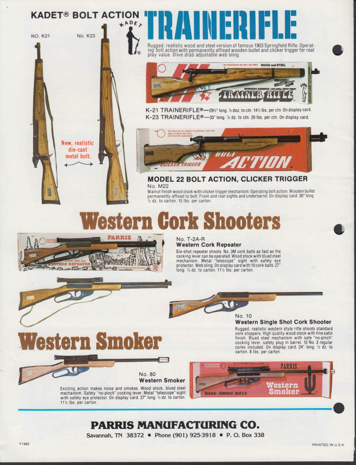 Parris Replicas ad insert 1983 shotgun pistol Kentucky Rifle Trainer ...