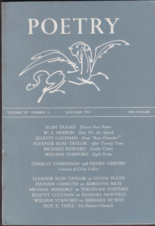 POETRY 1 1967 Merwin Stafford Sylvia Plath Roethke Dugan Carruth Coleman &c