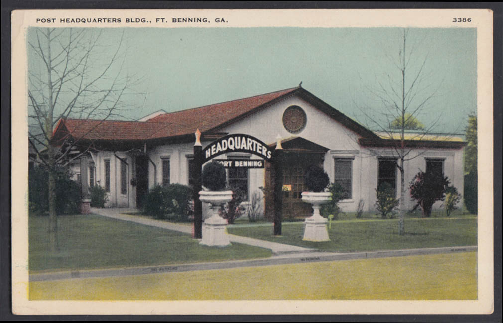 Fort Benning Post Headquarters building GA postcard 1941