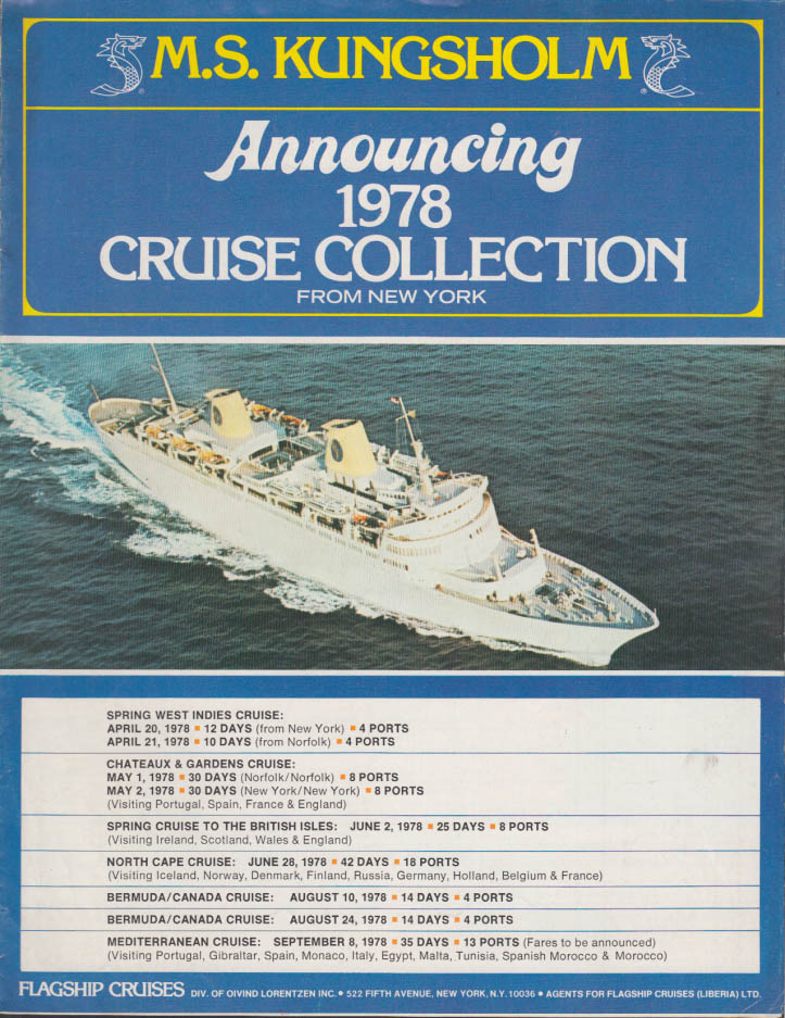 M S Kungsholm Flagship Cruises Collection from New York folder 1978