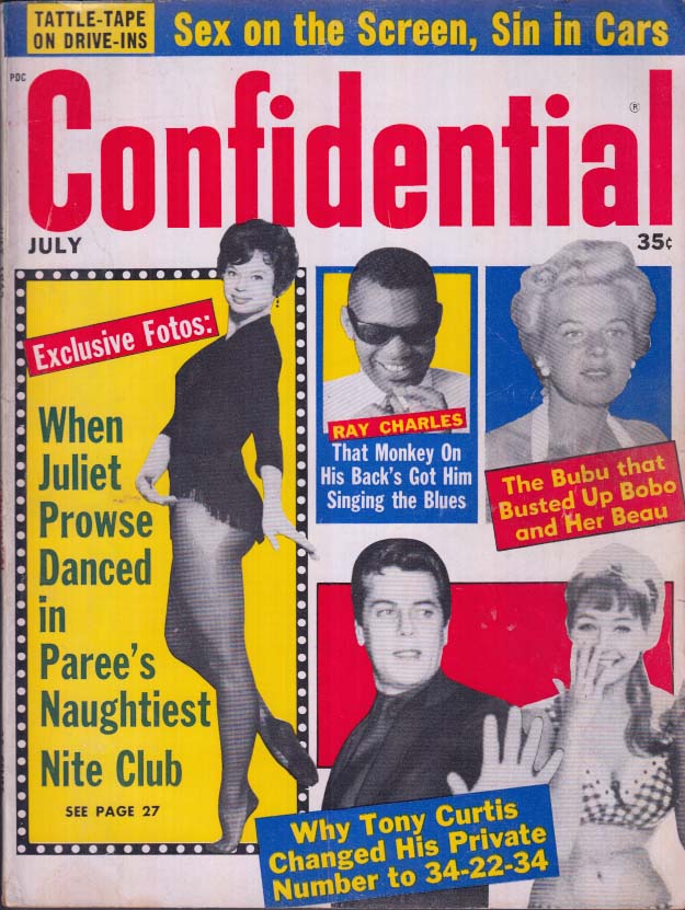 CONFIDENTIAL 7 1962 Prowse Ray Charles Tony Curtis JFK Grace Kelly Rock ...