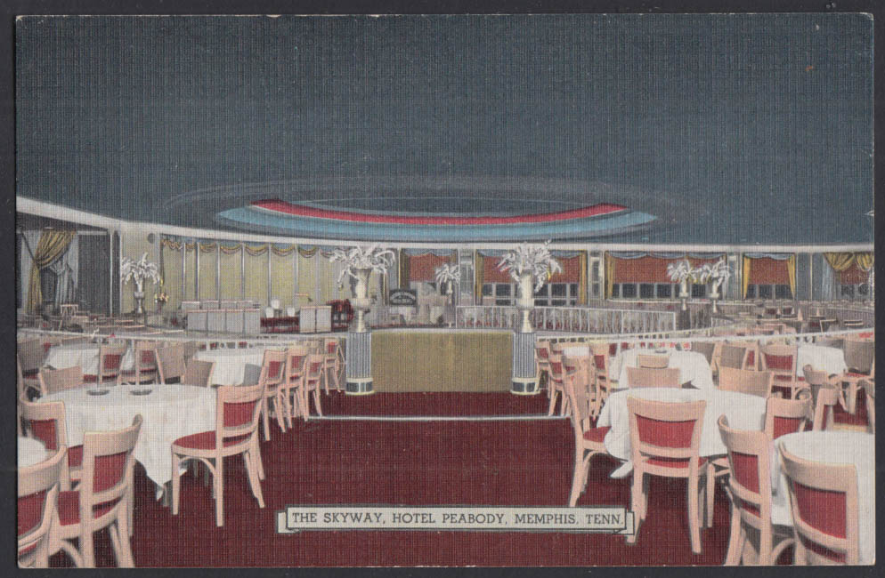 The Skyway Dance floor & lounge Hotel Peabody Memphis TN postcard 1930s