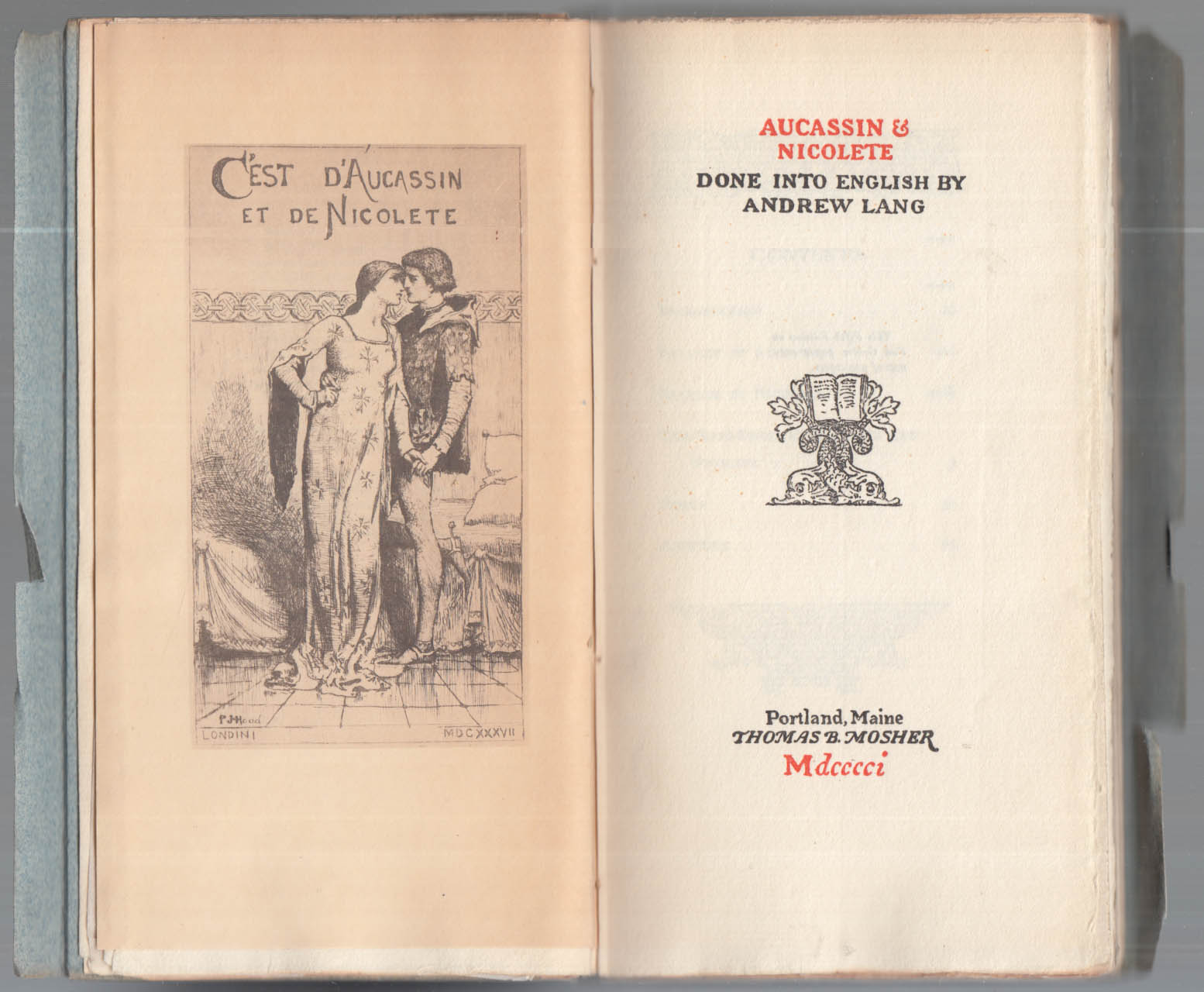 MOSHER PRESS Andrew Lang: Aucassin & Nicolette 1901 5th edition 1 of 925