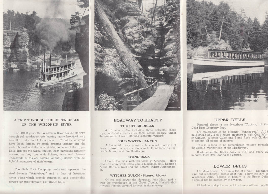 The Dells of Wisconsin visitor folder Dells Boat Company folder c 1930s