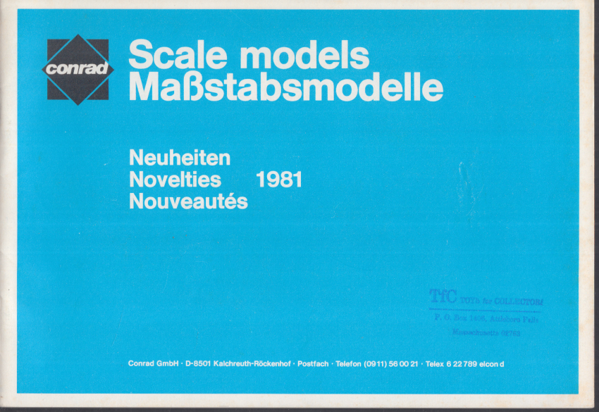 Conrad Scale Models New Issues catalog 1981 construction, trucks, cars, &c