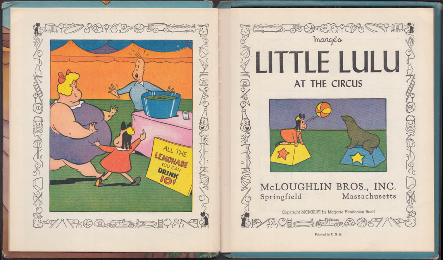 Marge's Little Lulu at the Circus: McLoughlin Bros 1946 1st ed