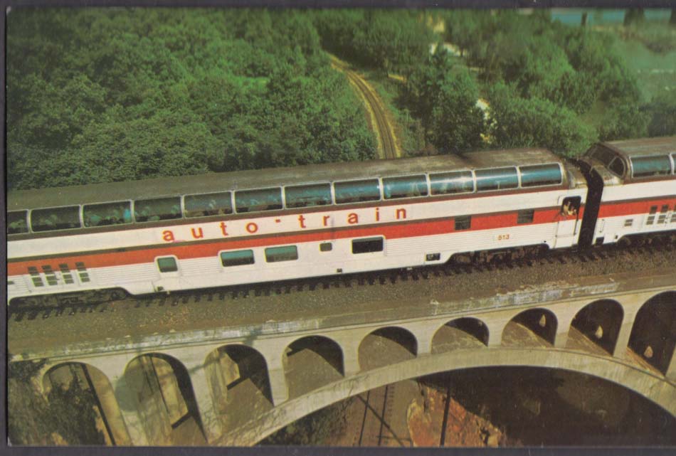 Amtrak Auto-Train Dome Cars Washington DC-Florida postcard 1970s