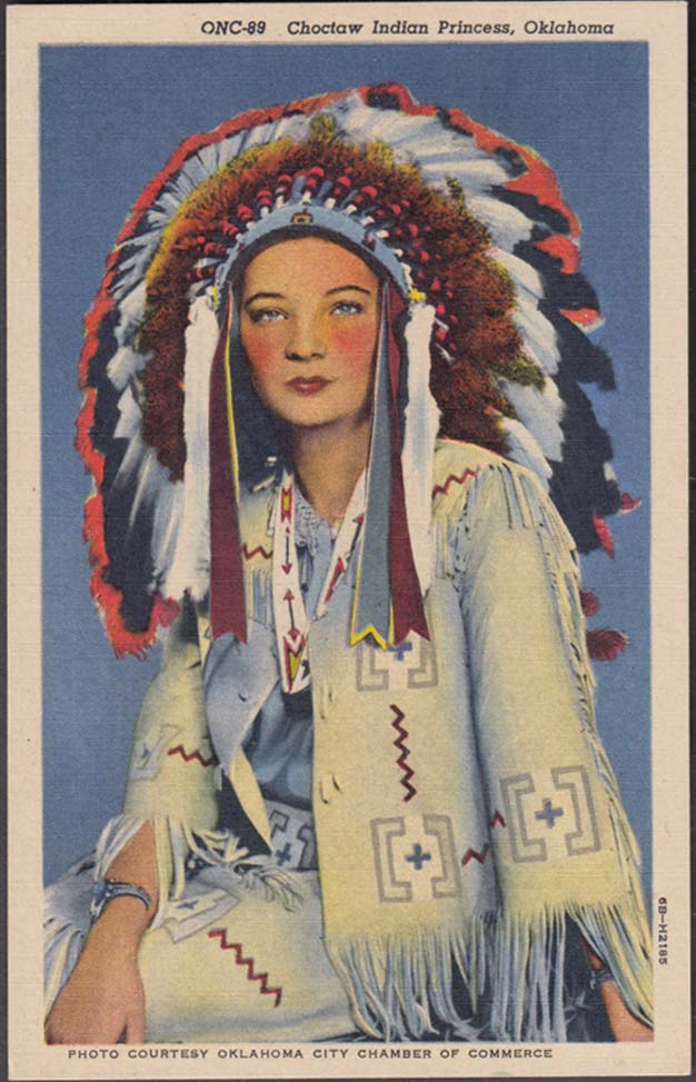 Choctaw Princess in full regalia Oklahoma postcard 1940s