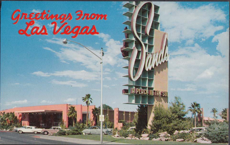 Sands Hotel Casino Las Vegas NV A Place in the Sun postcard 1950s