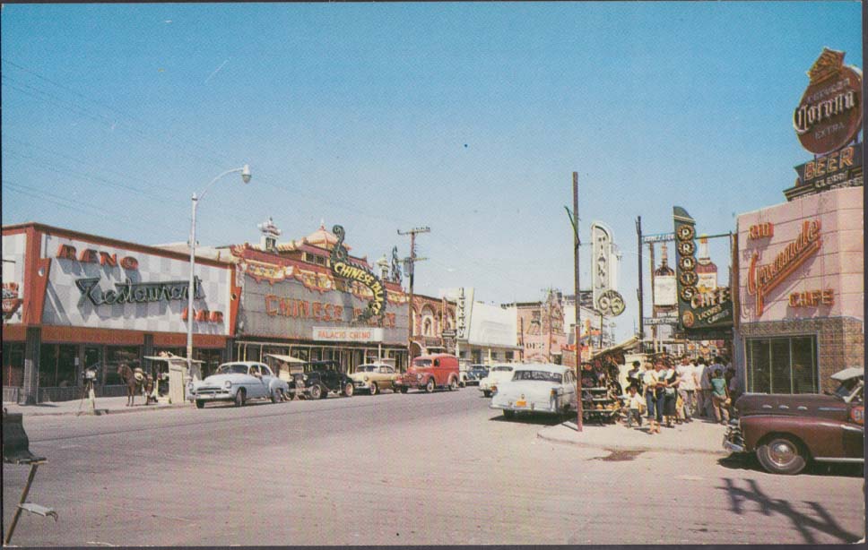 Rio Grande Café Reno Bar Chinese Palace Taxi Juarez Mexico postcard 1950s