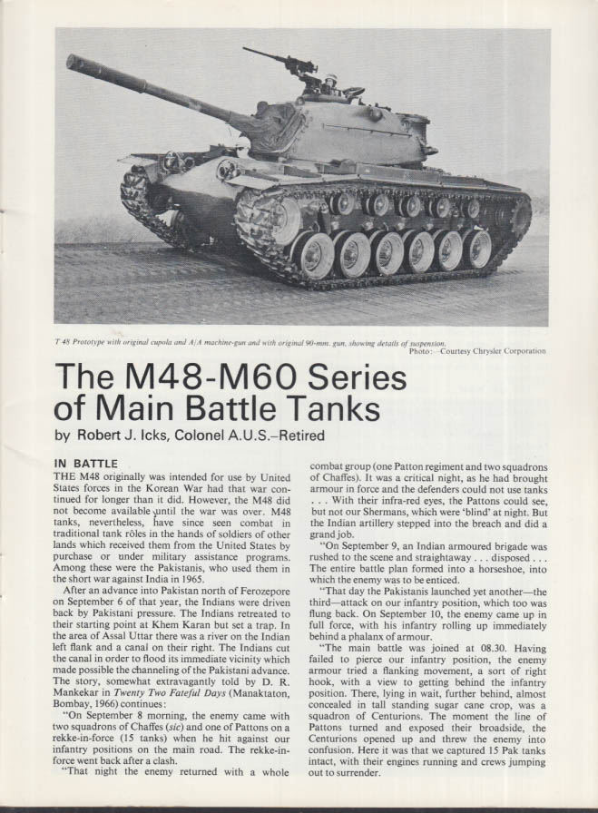 Profile AFV Weapons: #24: M48-M60 Main Battle Tanks Series: 10/1972 R