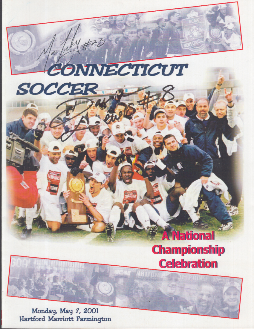 UCONN 2000 NCAA Champion Soccer Celebration Program SIGNED Zieky & Lewis