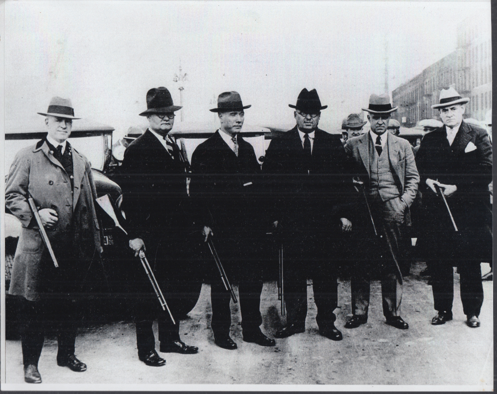 Pennsylvania RR Police: 6 plainclothes officers with shotguns photo c 1920s